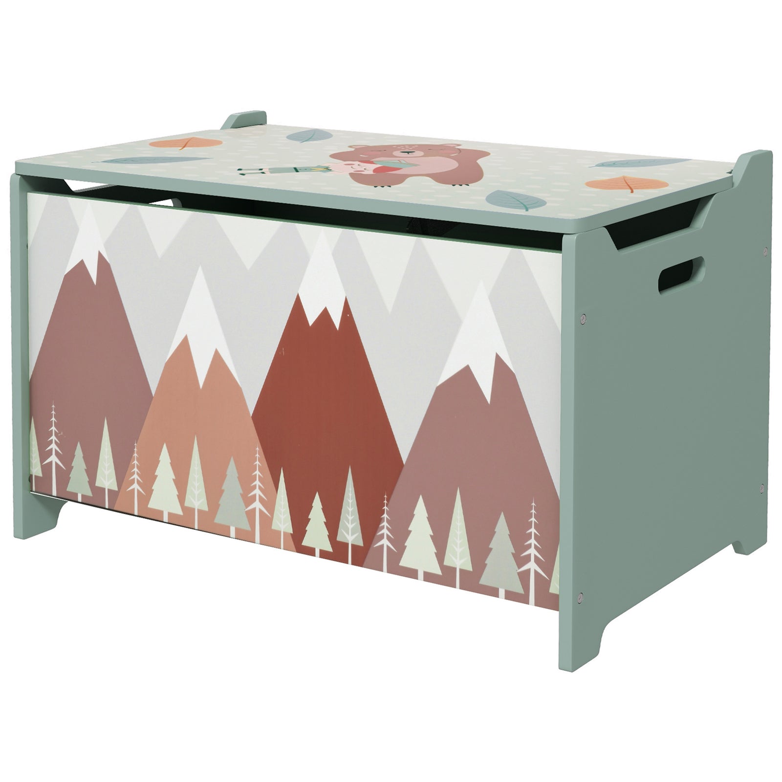 Toy Box, Kids Toy Chest With Lid, Safety Hinge | Green