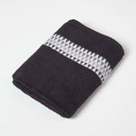 Geometric 100% Cotton Towel | Bath Towel | Black