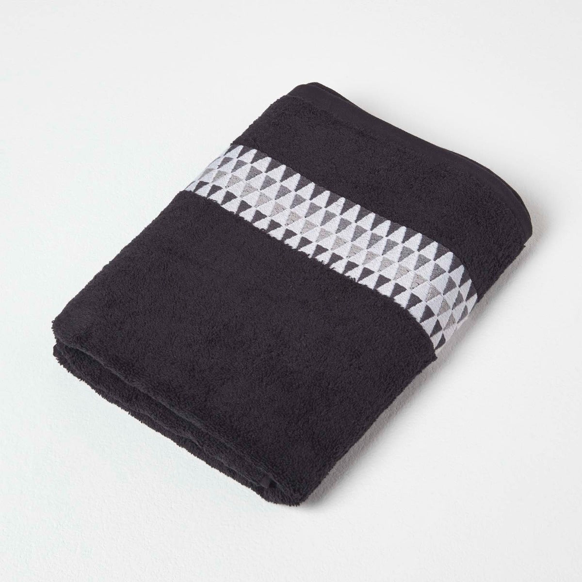 Geometric 100% Cotton Towel | Bath Towel | Black