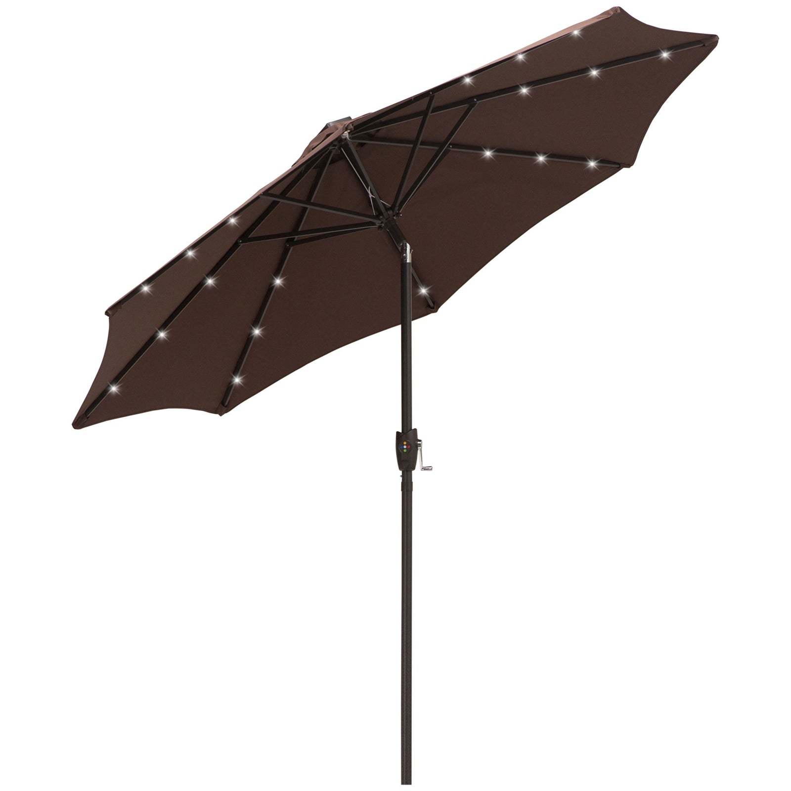 Parasol Patio Umbrella W/ Led Light Crank | Brown