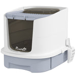 Cat Litter Box, Hooded Cat Litter Tray With Lid, Scoop, Grey