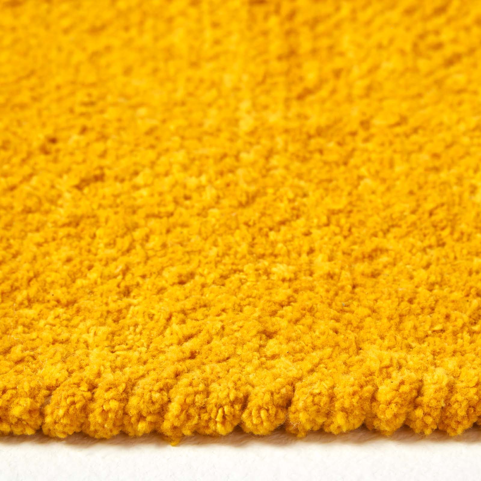 Plain Chenille 100% Cotton  Rug With Natural Trim | 170cm | Mustard