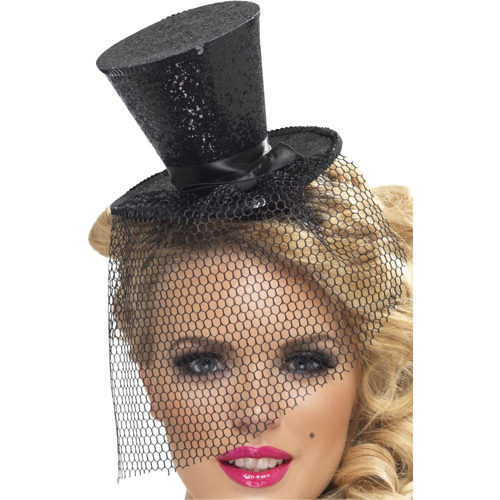 Mini Top Hat On Headband | Black