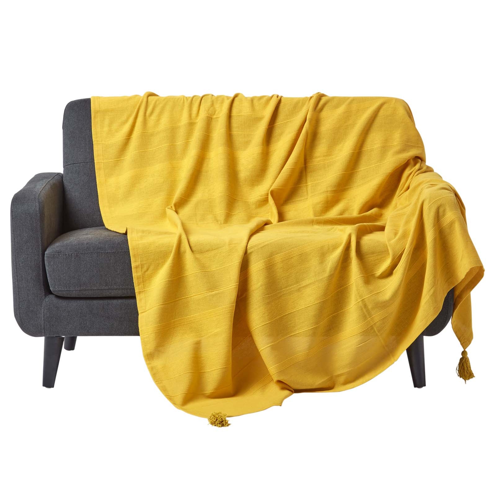 Cotton Rajput Ribbed Throw | 255cm x 360cm | Tangerine
