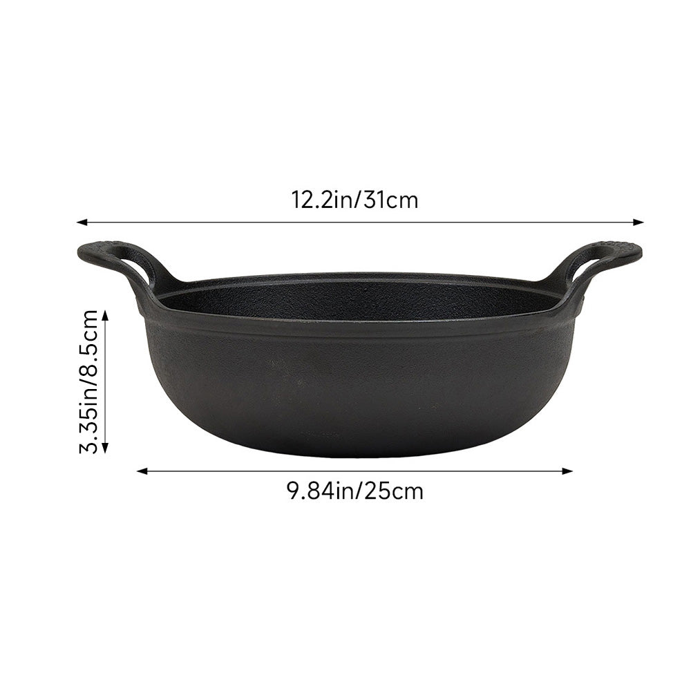 25cm/27cm/30cm Dia Cast Iron Wok With Dual Handles | Small