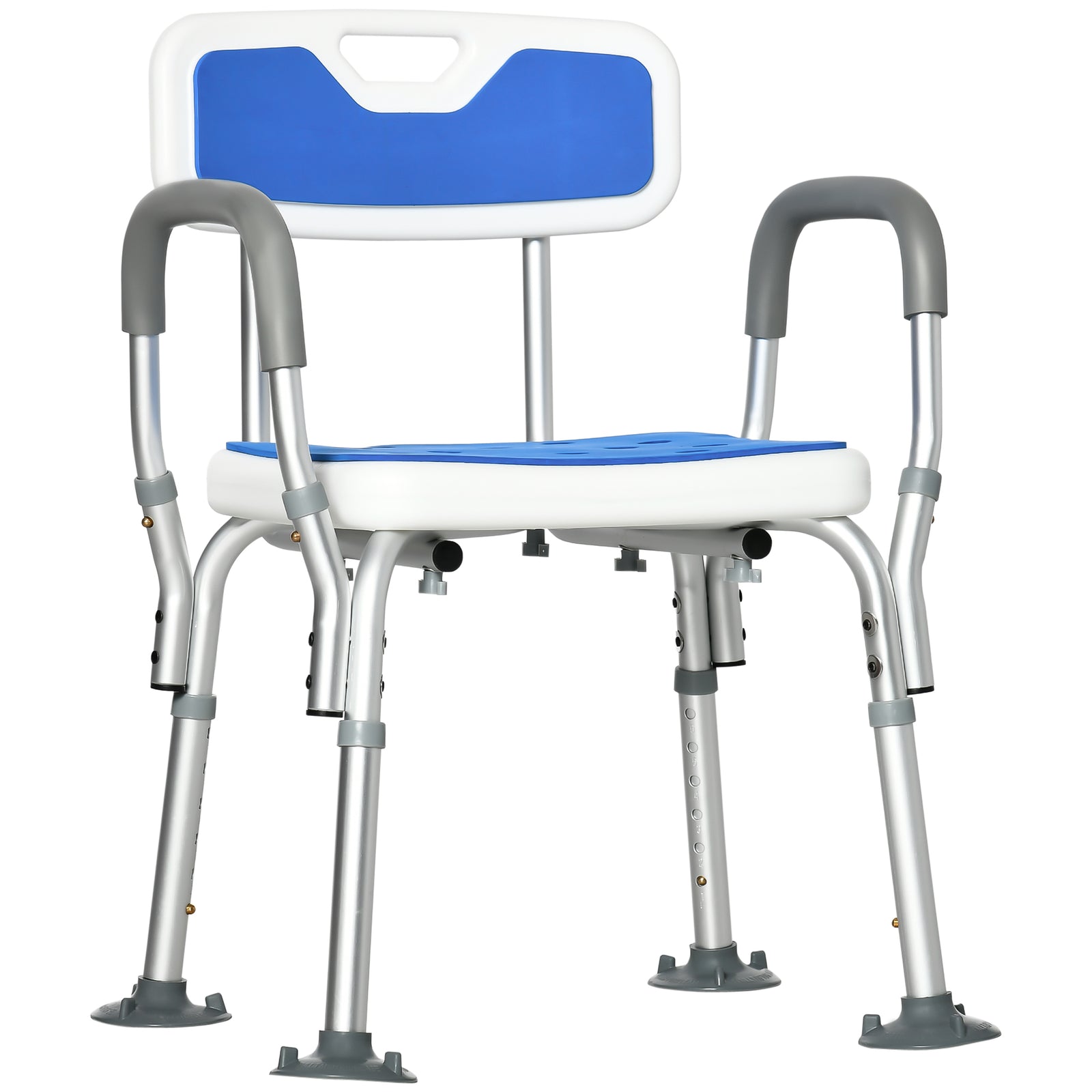 Eva Padded Shower Stool With Back And Arms Foot Pads | One Size | Blue