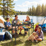 3ft Folding Camping Table, Picnic Table With Storage Layer | Black