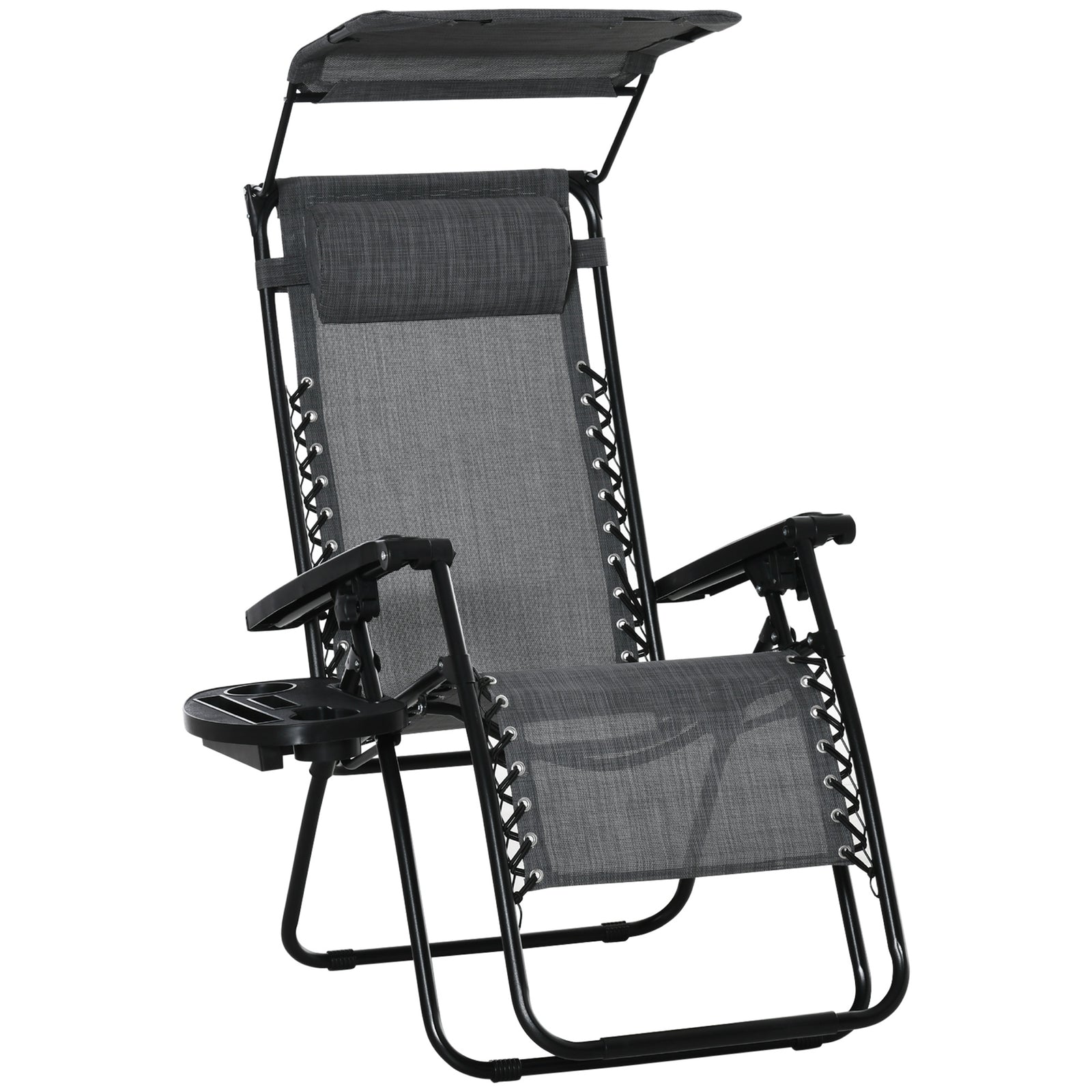Zero Gravity Chair Adjustable Patio Lounge W/ Cup Holder | Light Slate Gray