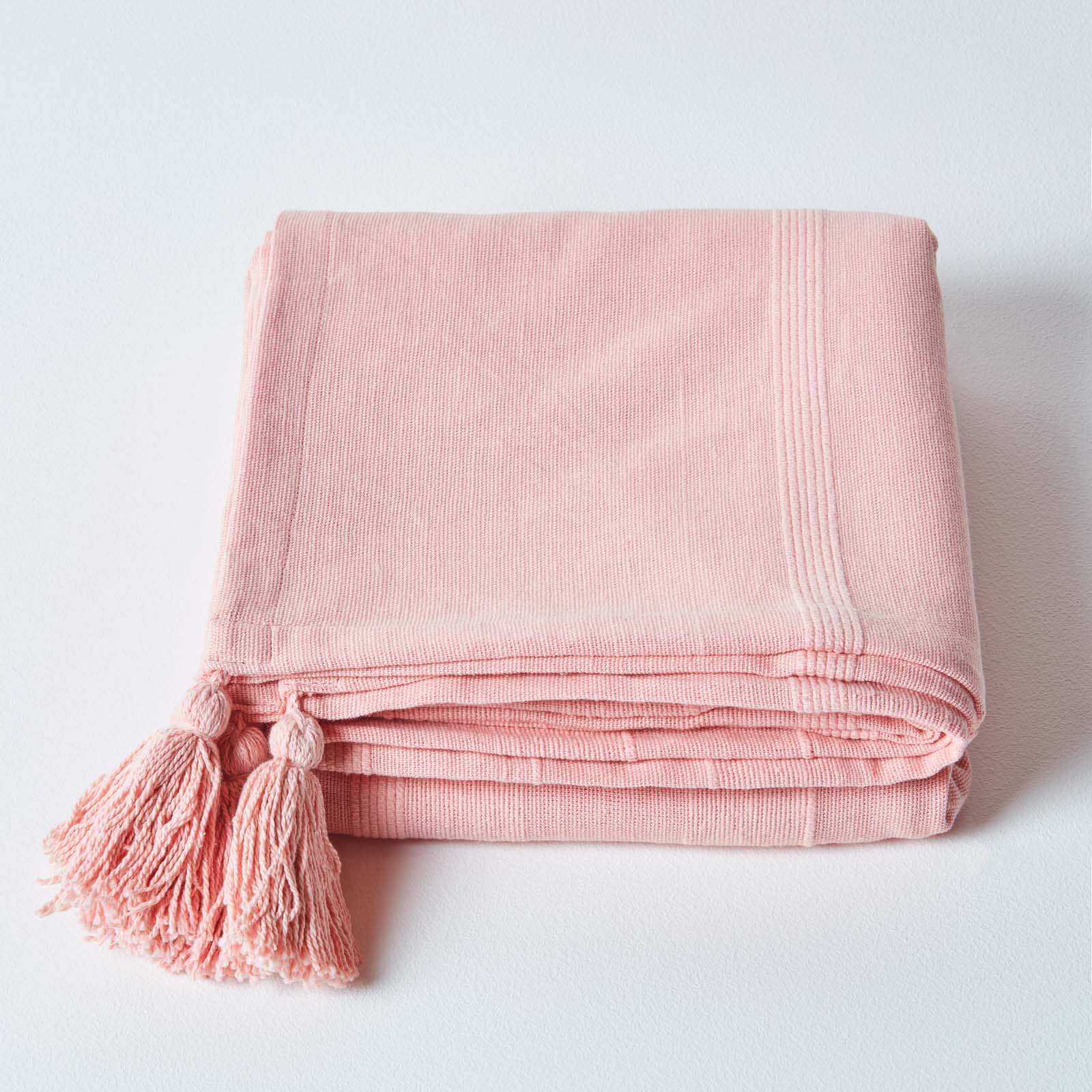 Cotton Rajput Ribbed Throw | 225cm x 255cm | Pink