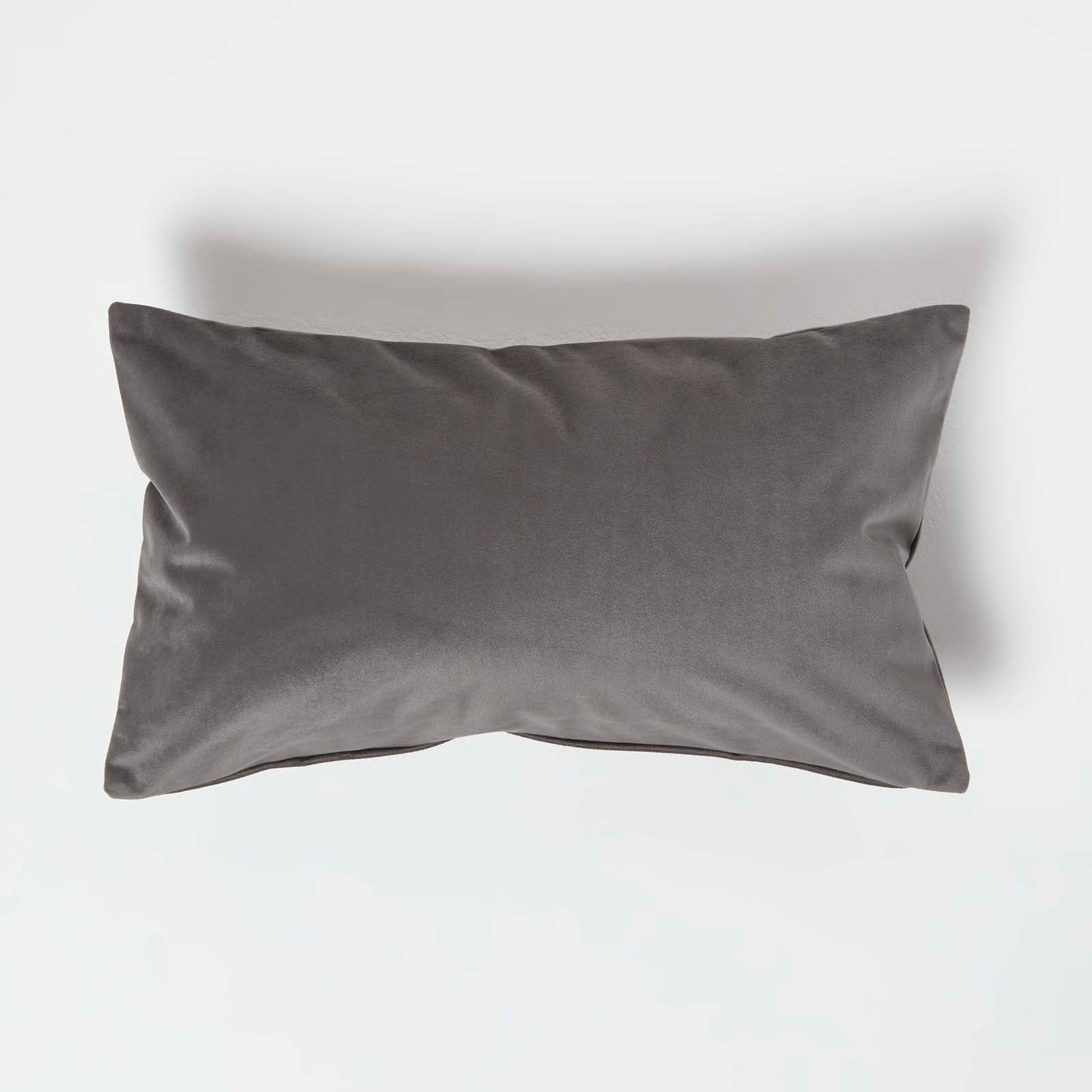 Velvet Cushion With Microfibre Insert | 30cm x 50cm | Grey
