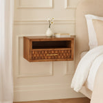 Arno Wall-mounted Nightstand In Golden Teak