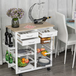 HOMCOM Serving Cart Kitchen Island Mobile Utility Cart