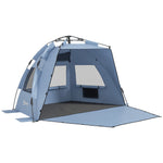 Pop Up Beach Tent For 2-3 Person With Carry Bag, Upf15+ | Blue