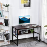 Two-tier Writing Desk Metal Frame Smooth Shelves W/ Shelf | Brown