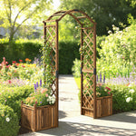 Outsunny Wooden Garden Arch With 2 Planter Boxes, Decorative Garden Arbor