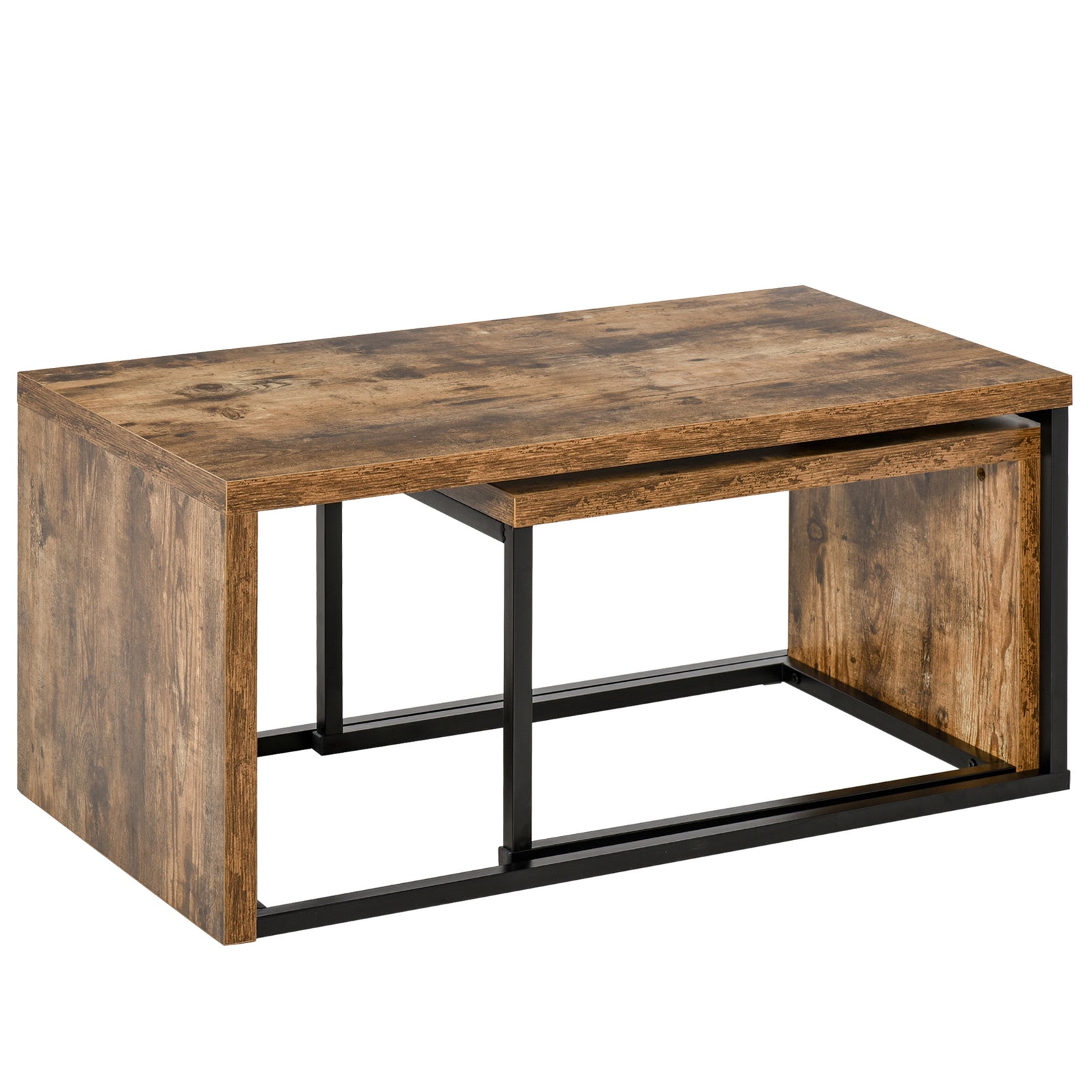 2 Pieces Industrial Coffee Table Set