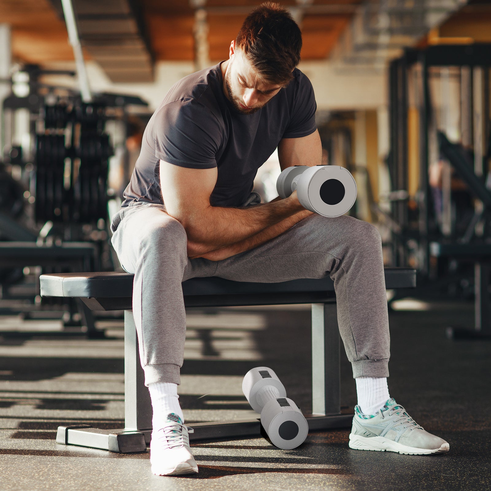 Adjustable Dumbbells Set Fast Adjust And Compact | White