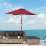 2x1.5m Wooden Patio Umbrella Parasol | Red