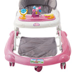Adjustable Baby Walker, Foldable Walker, Multifunctional Baby Walker, Feeding Tray, Interactive Music, Toys, Wheel Safety Breaks | Pink