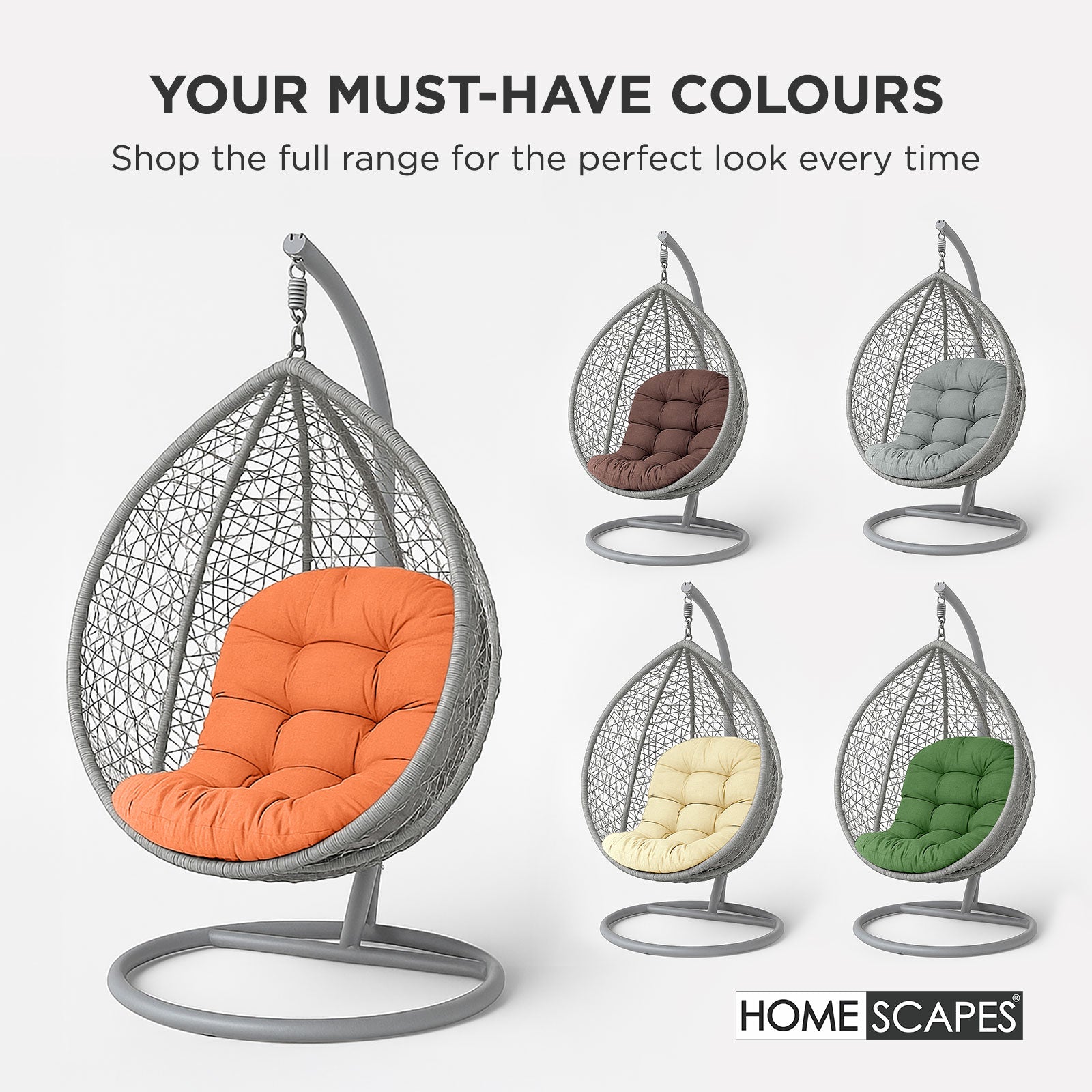 Luxury Garden Round Egg Chair Swing Cushion, 80 X 120 Cm | One Size | Green