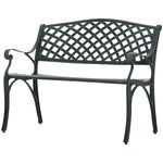 Cast Aluminium Garden Bench 2 Seater Antique Park Loveseat | Green