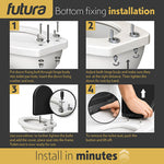 Toilet Seat Soft Close D Shape, Premium Thermoplastic, Quick Release, Top & Bottom Fixings | Black