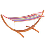 Outdoor Hammock With Stand, Arc Wooden Frame Safe Rope