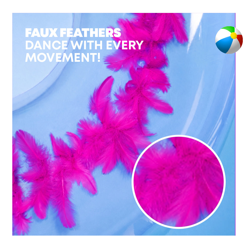 Transparent Inflatable Swim Ring With Faux Feathers | One Size | Pink