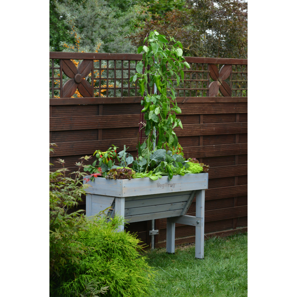Raised Wooden Planter -Small Wall Hugger | Gray