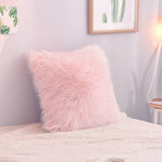 45x45cm Fluffy Faux Fur Throw Pillow Cover | Pink