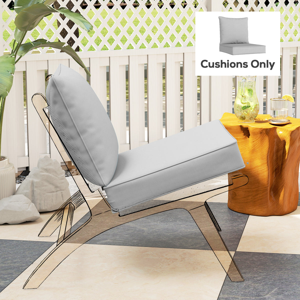 Outsunny Seat And Back Cushion Set, Fade Resistant Replacement Cushion