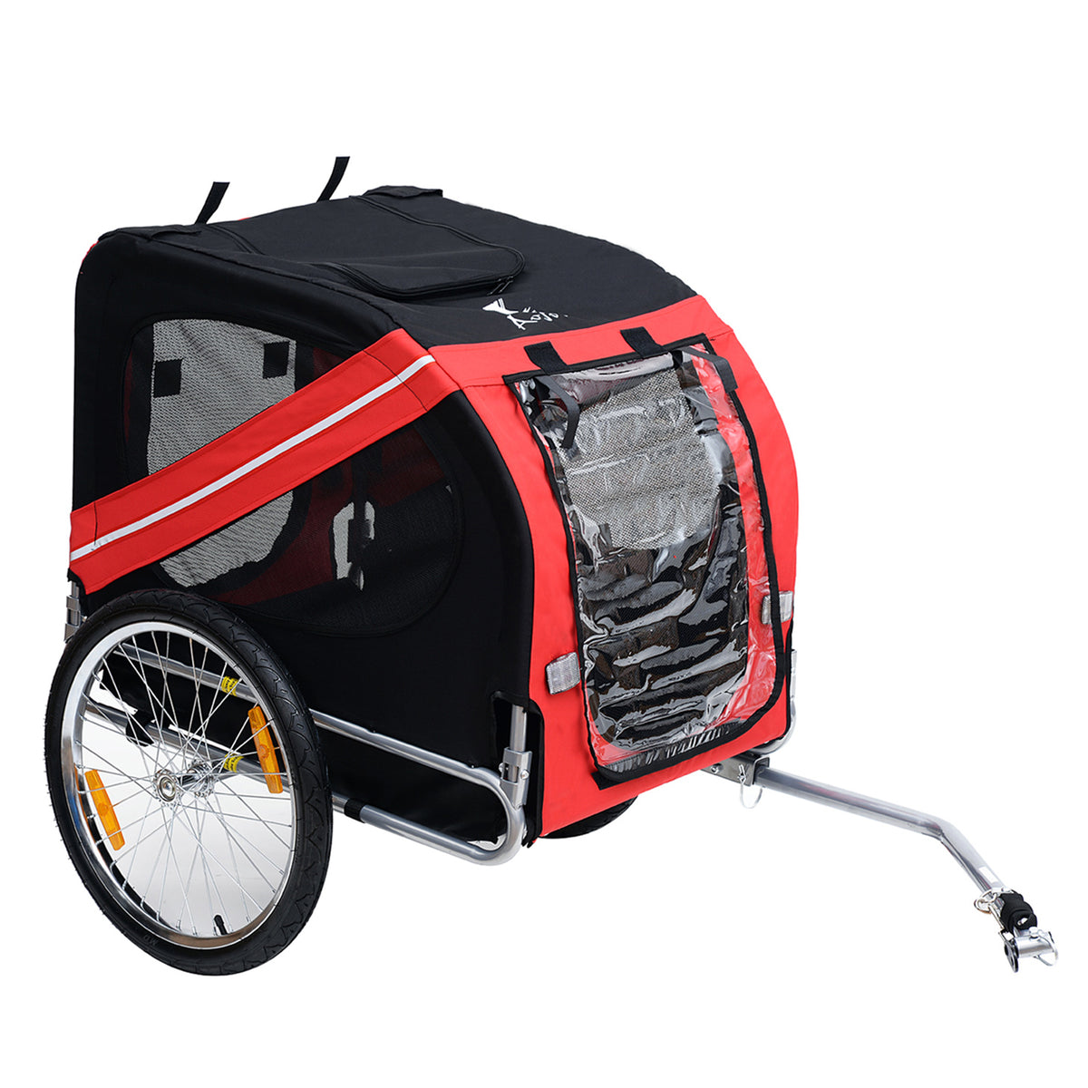 Pawhut Pet Bicycle Trailer Dog Cat Bike Carrier Water Resistant Outdoor | Red
