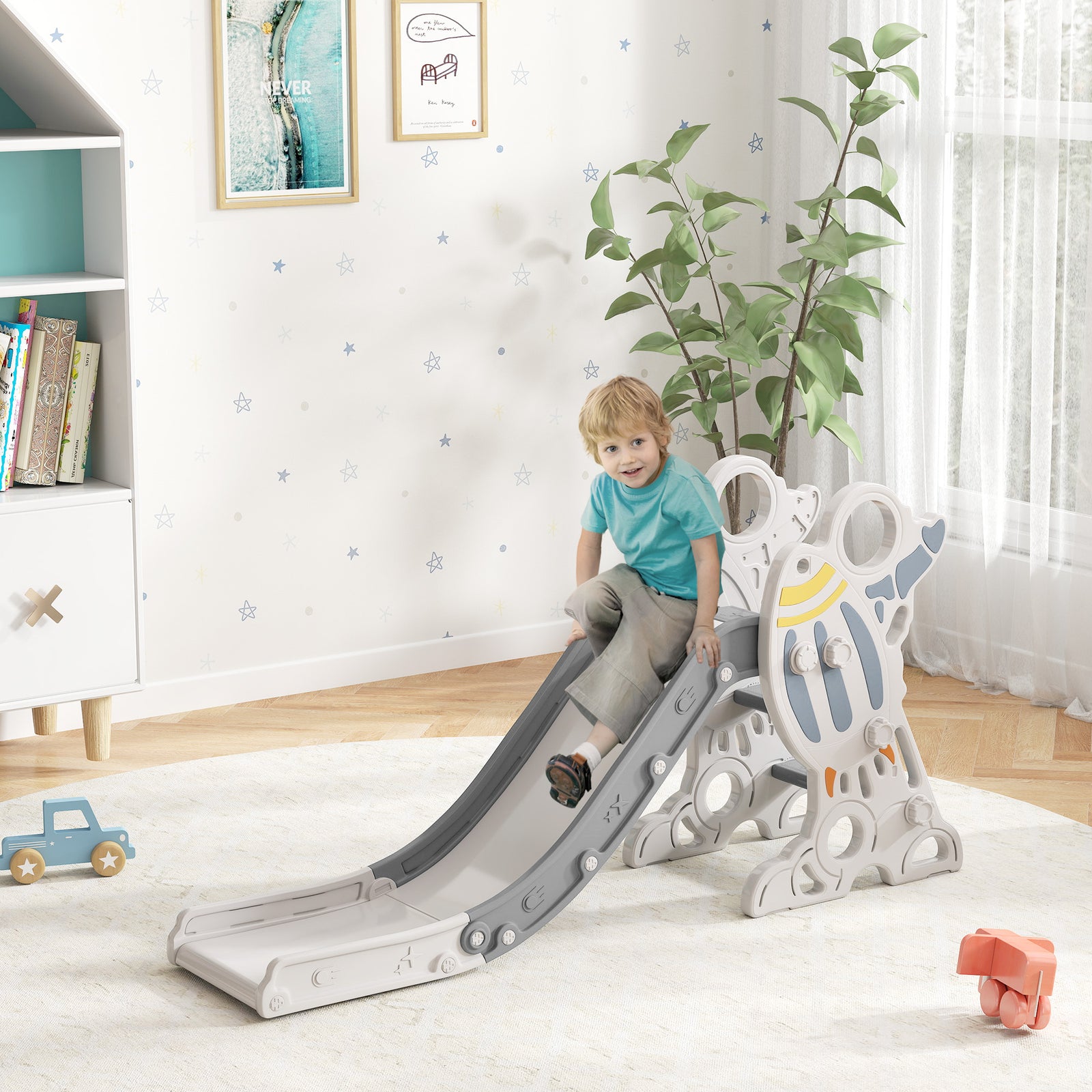 Baby Slide Freestanding Slide For Kids 1.5-3 Years Space Theme | Grey