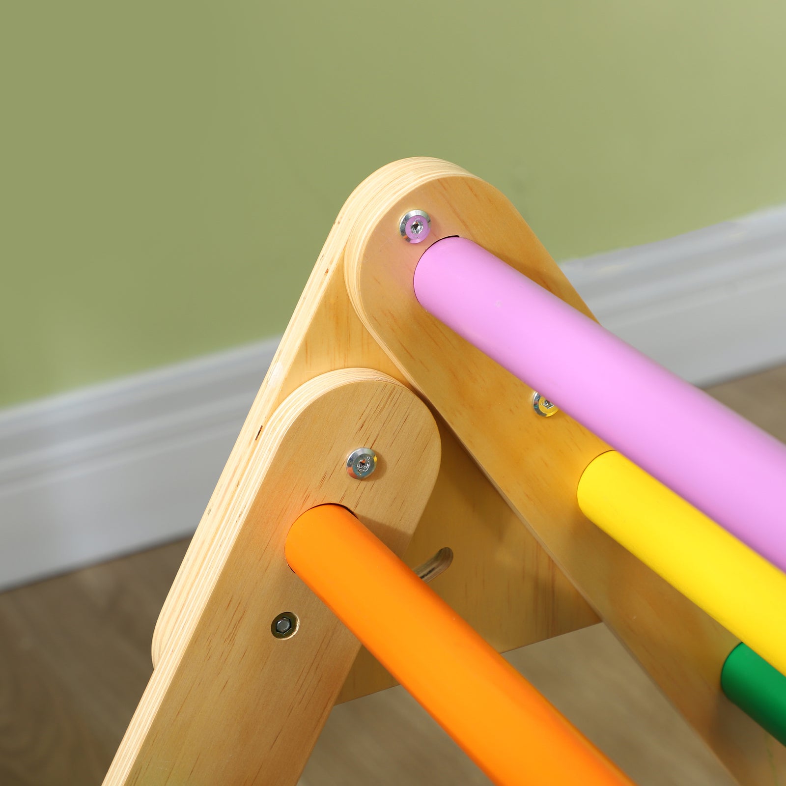 Aiyaplay Toddler Climbing Frame, Wooden Indoor Pikler Triangle Set