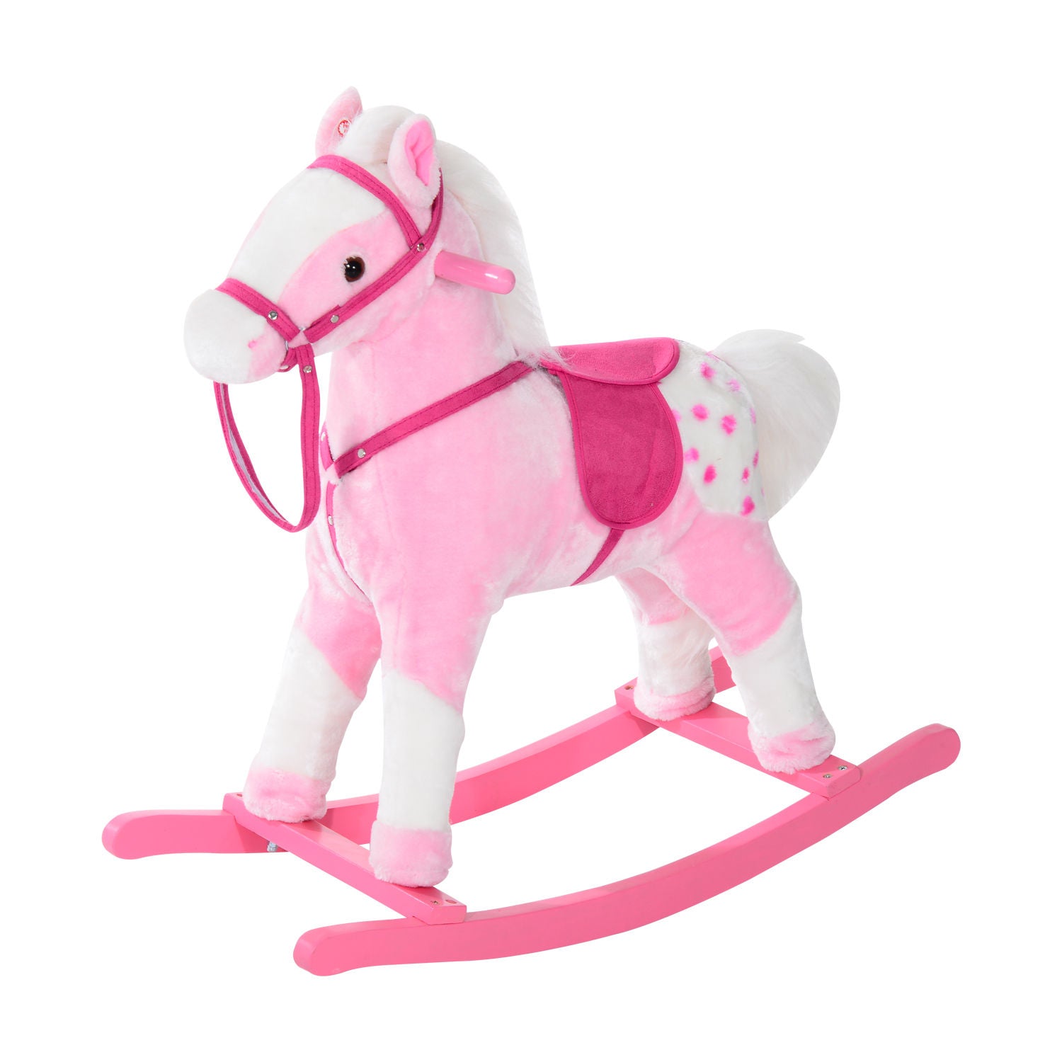 Rocking Horse Toy Plush Wood Pony Riding Rocker Neigh Sound | Pink