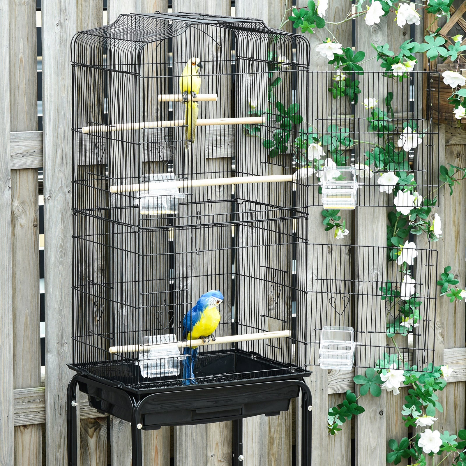 Bird Cage For Budgie Finch Canary Parakeet W/ Stand Sliding Tray | Black