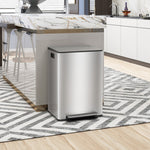 HOMCOM 2 X 30l Double Kitchen Bin, Pedal Bin With Soft-close Lid, Silver