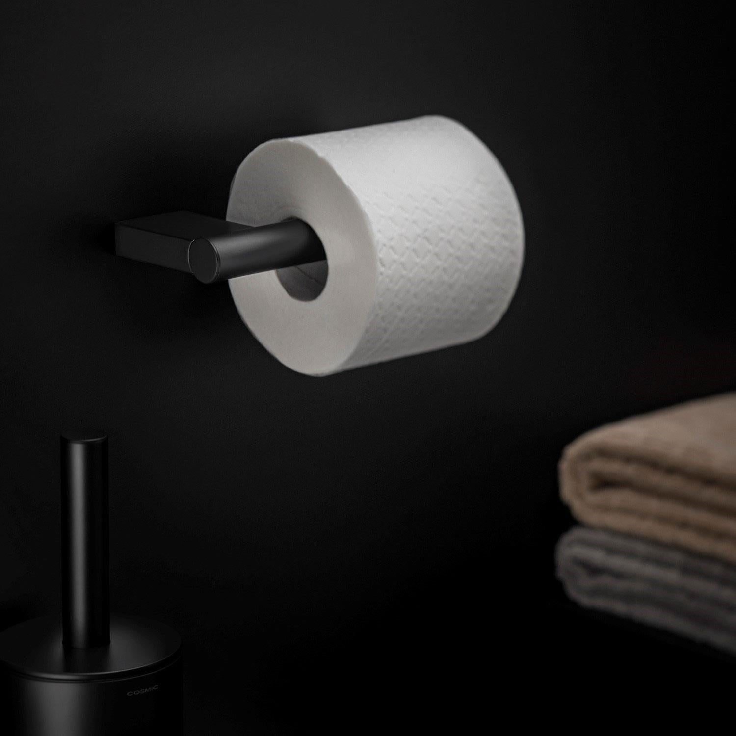 Toilet Roll Holder, Black Matt, Wall-mounted, 8,5 Cm. Collection Bwc