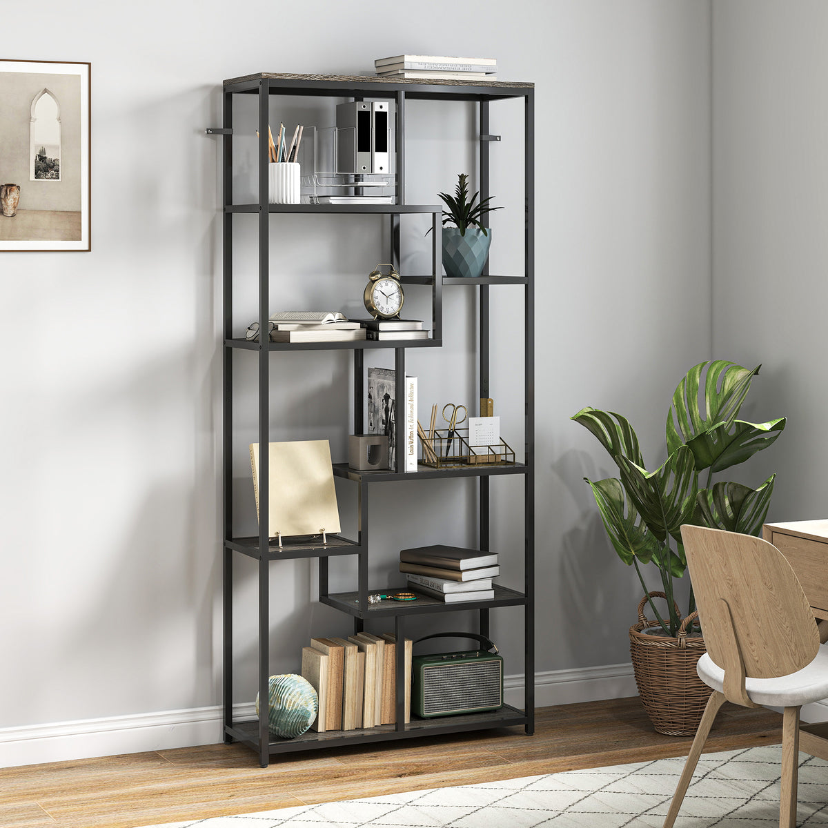HOMCOM Industrial Bookcase 7-tier Bookshelf Shelving Unit