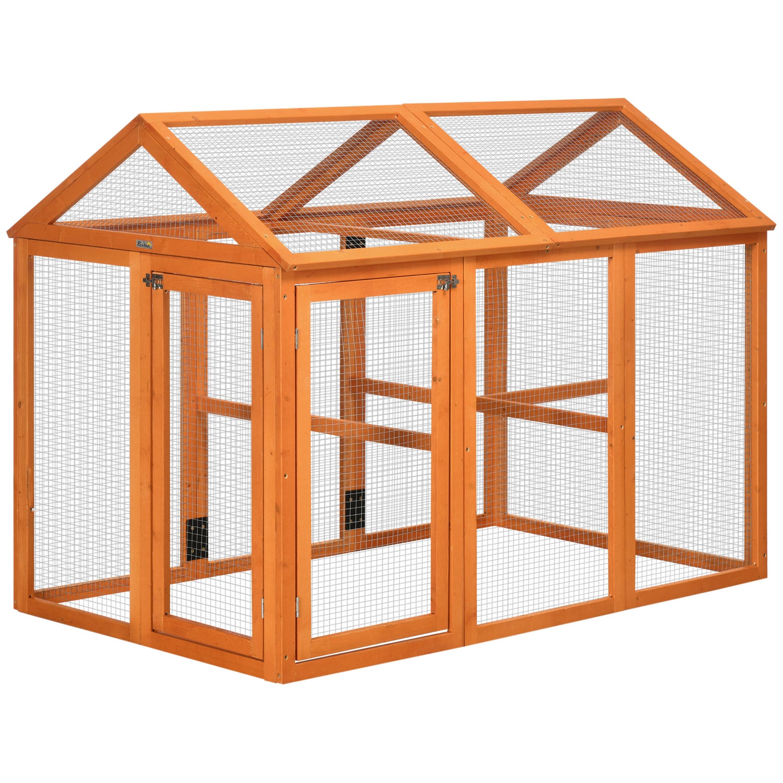 Pawhut Chicken Run, Wooden Chicken Coop W/ Combinable Design | Orange