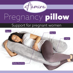 U Shaped Pregnancy Pillow, 135x75x20cm Shredded Memory Foam Full Body Maternity Cushion For Sleeping | U Shape | Light Grey