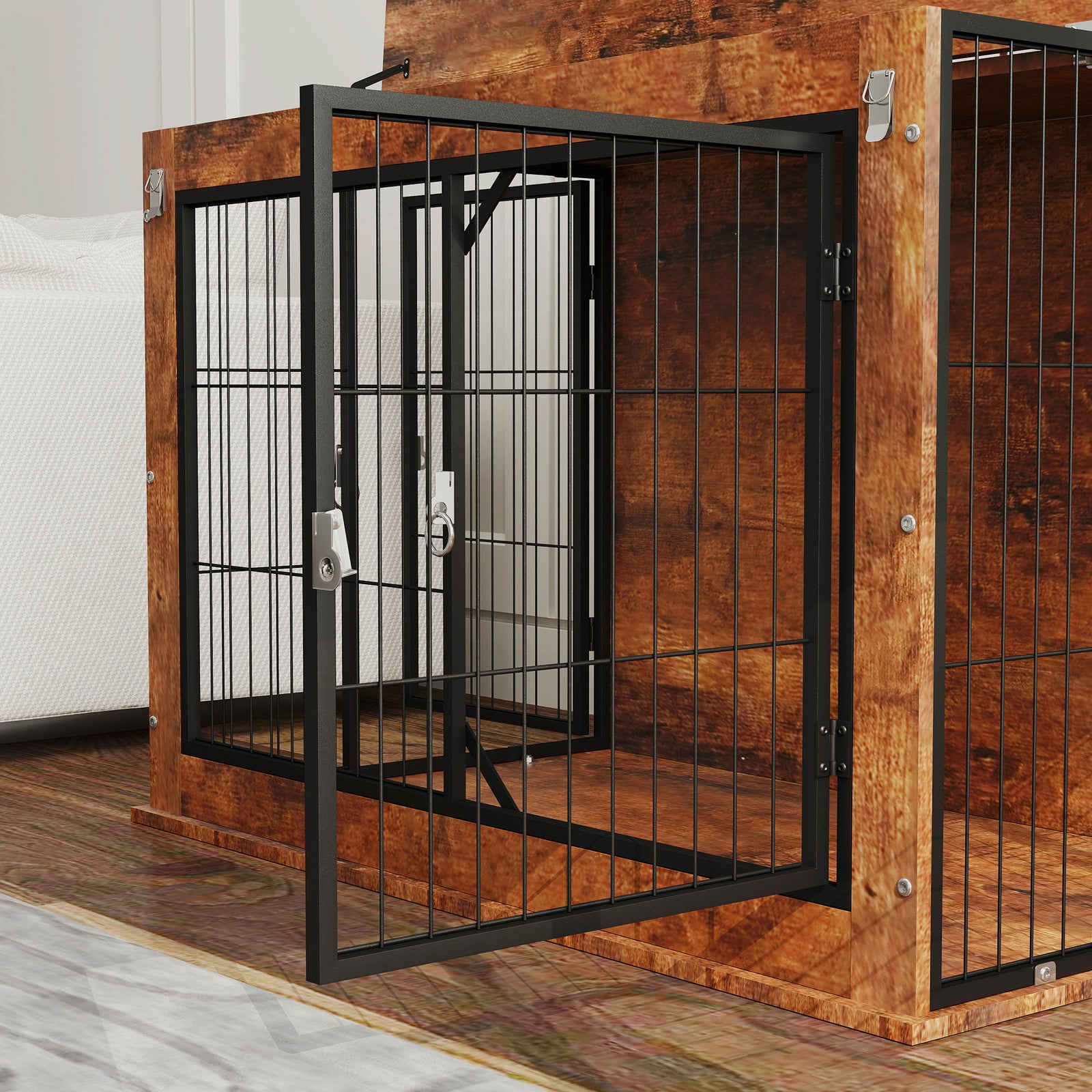 Dog Crate Furniture With Flip-up Top, 2 Doors, For Dogs | Small | Brown