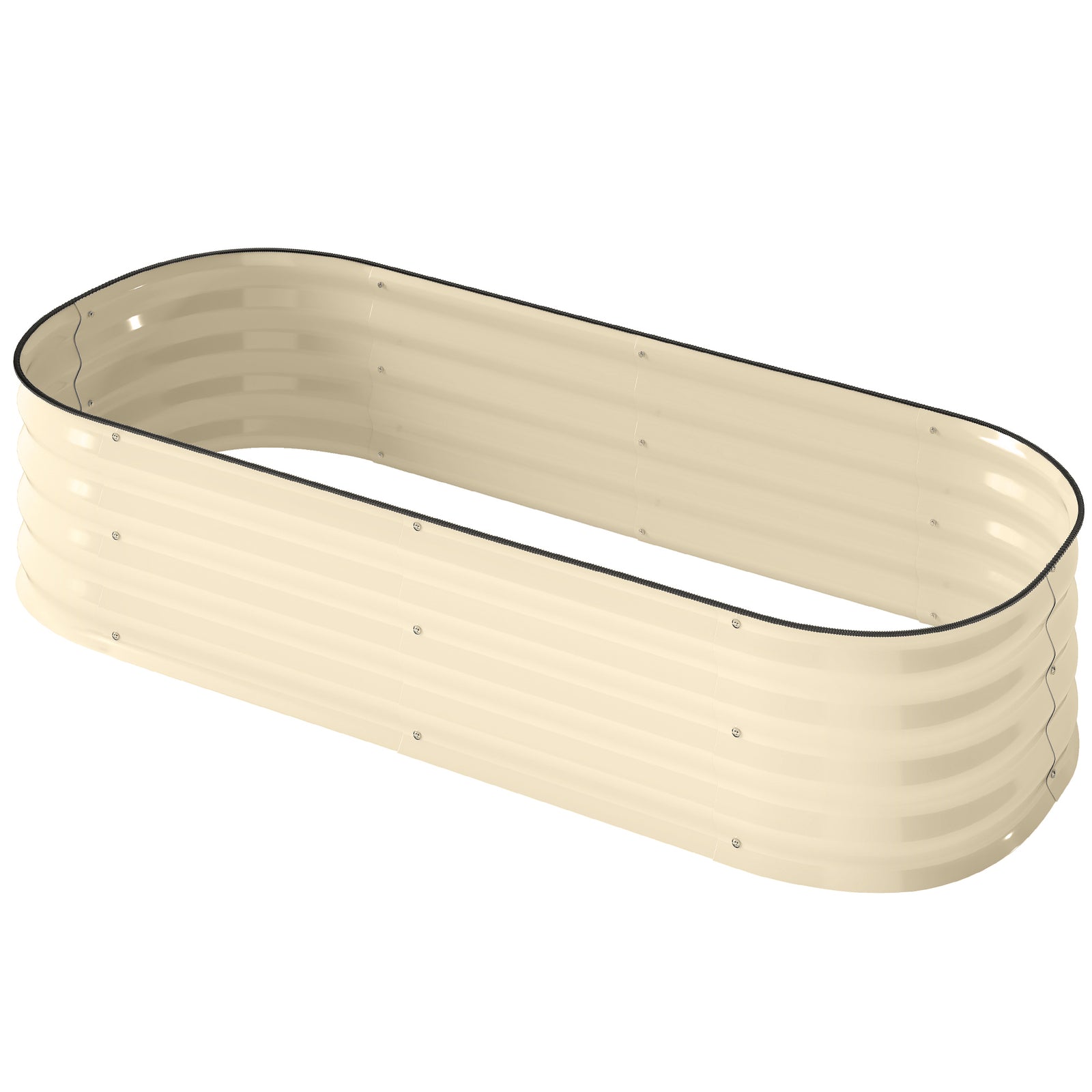 Galvanised Raised Garden Bed Planter Box With Safety Edging | Cream