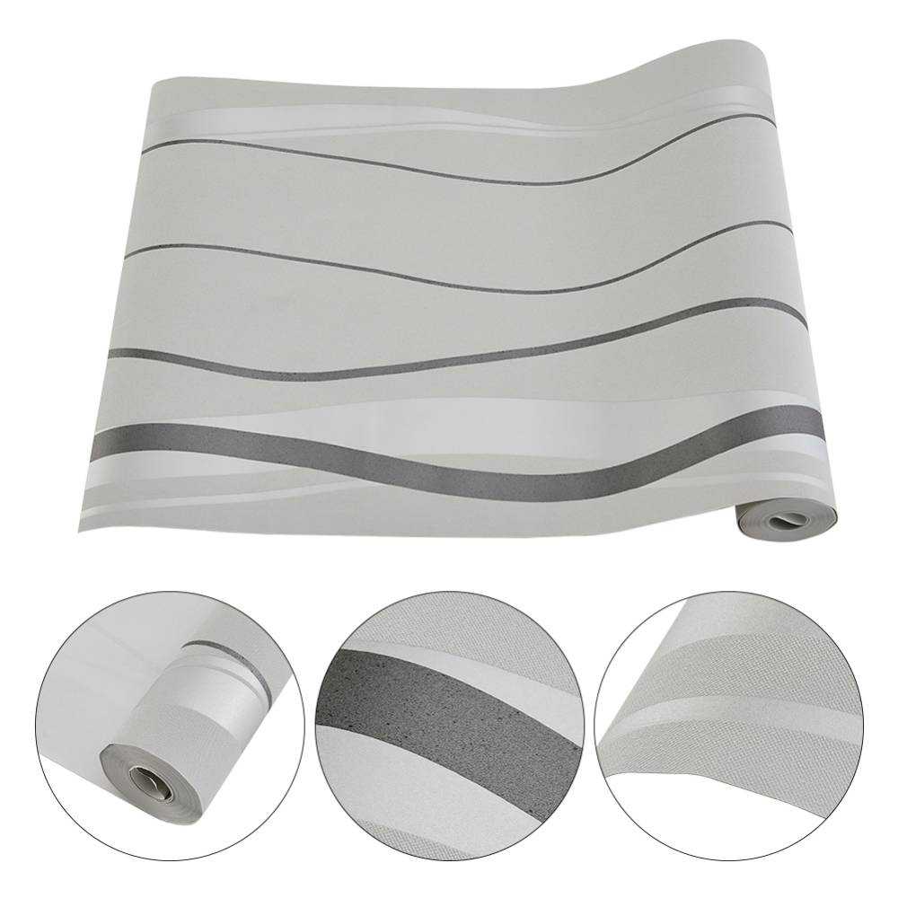 Modern Curve Striped Non-woven Wallpaper | Silver Grey