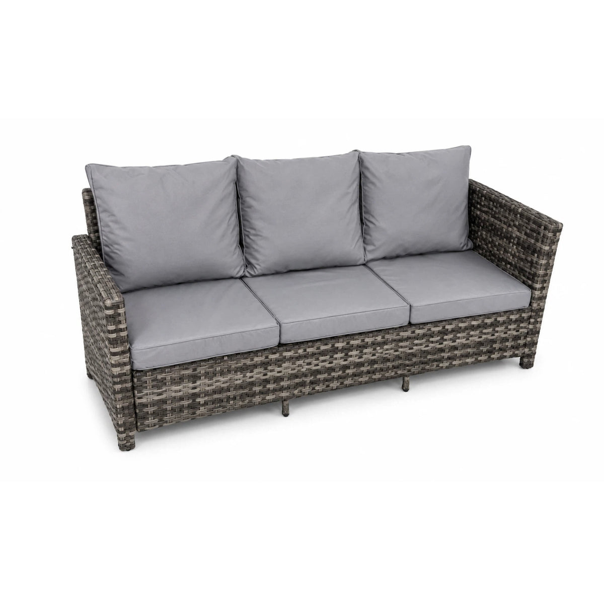 Indoor & Outdoor Living The Maldives Grey Aluminium 9 Seat Corner Gas Firepit Rattan Dining Set