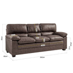 Bonded Faux Leather Sofa - 3 Seater | Dark Brown