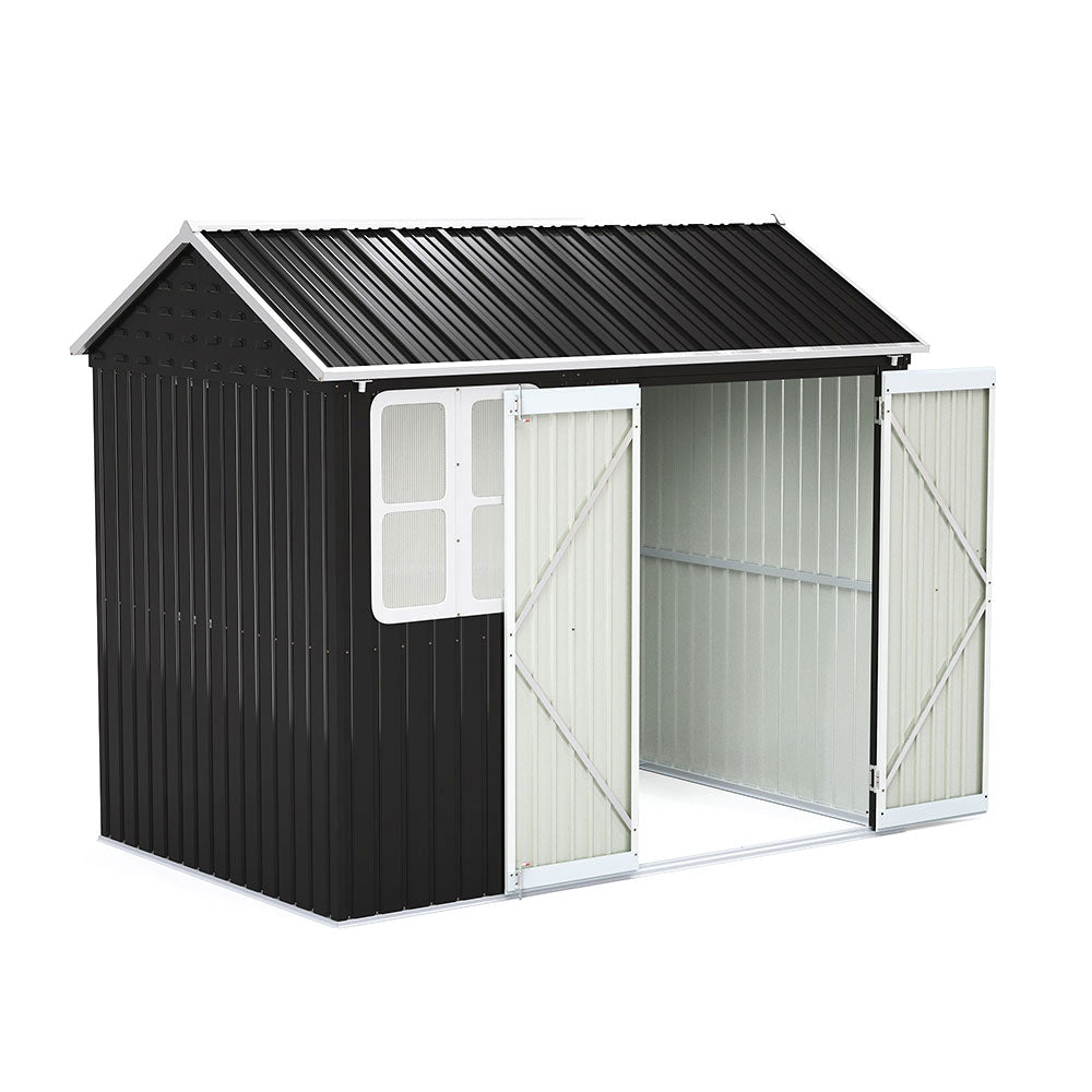 8.3 X 5.4ft Durable Metal Storage Shed With Lockable Double Doors Apex Roof Garden Shed