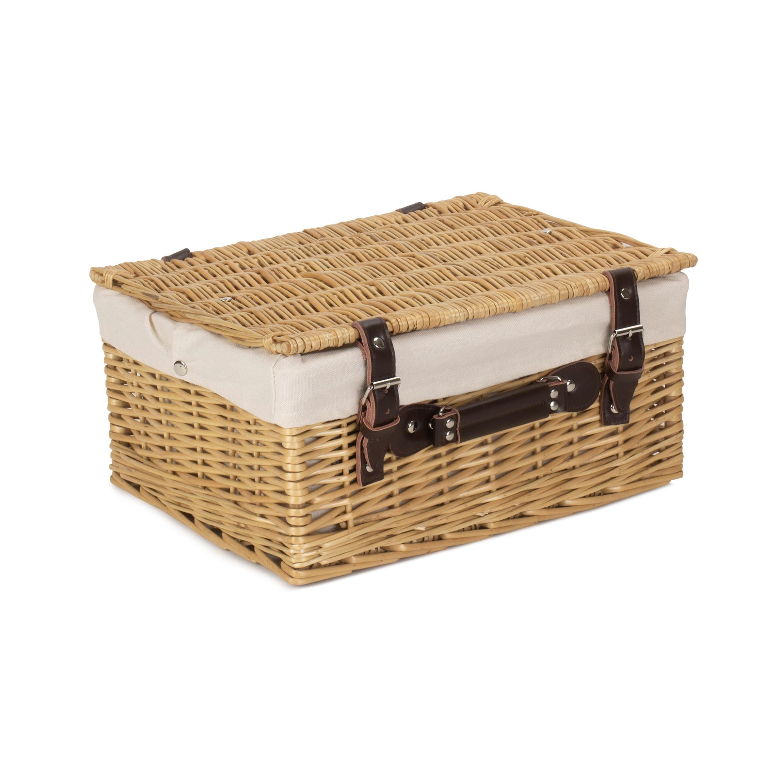 Wicker Buff 40cm Picnic Basket | White