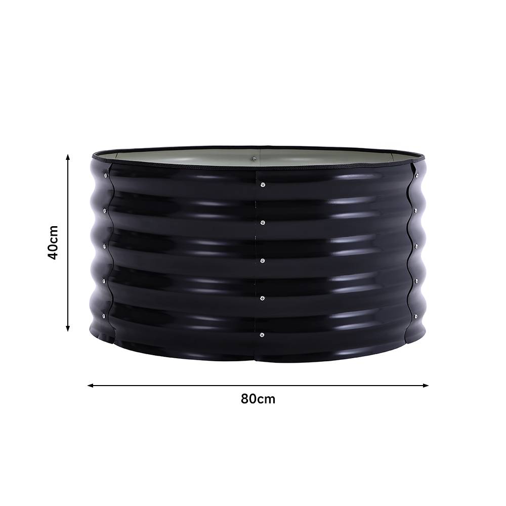 80cm Dia X 40cm/80cm H Outdoor Round Metal Raised Garden Bed Outdoor Planter Box | Small | Anthracite