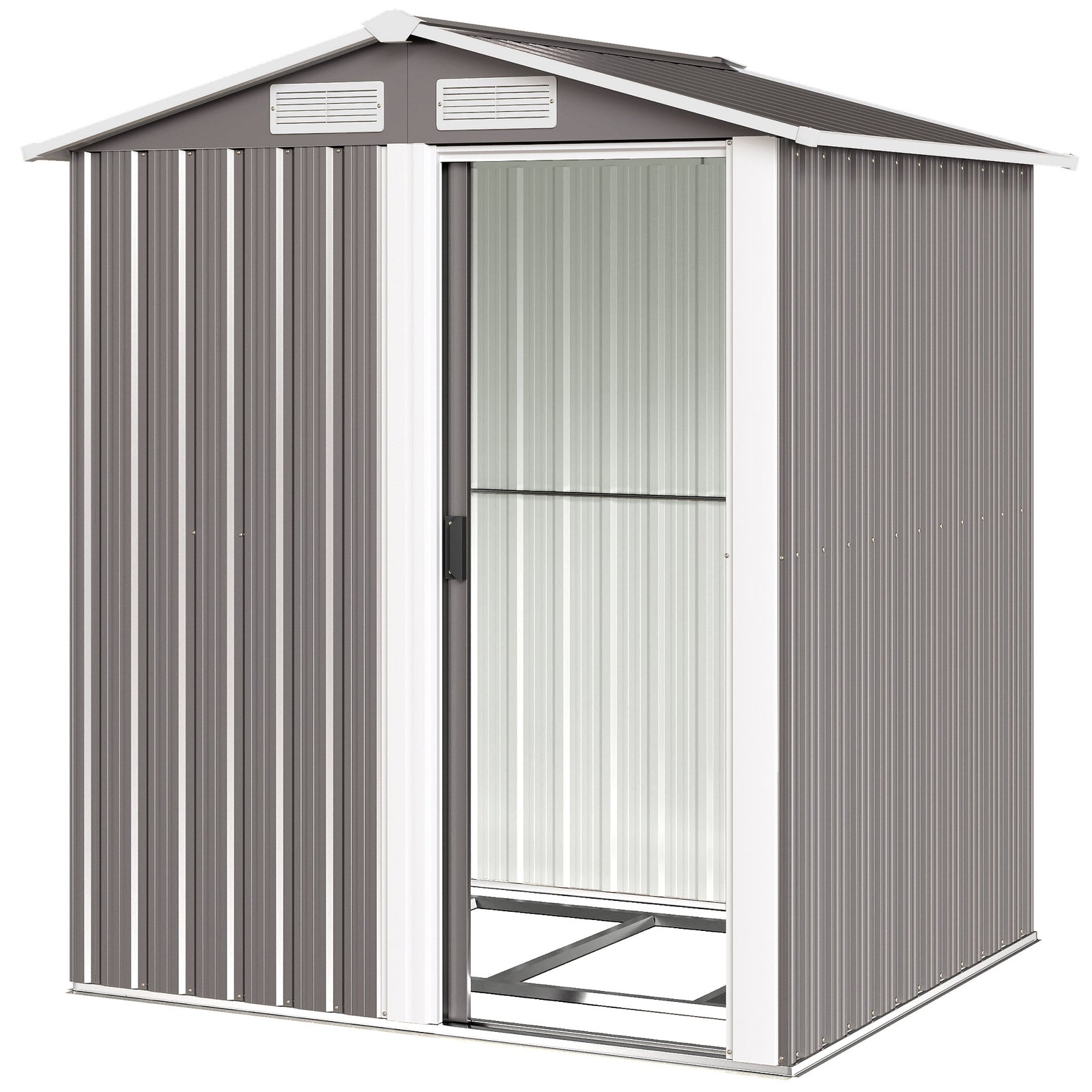 5x4.3ft Outdoor Metal Storage Shed Sliding Door Sloped Roof